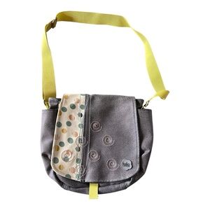 Haiku messenger bag gray polka dots